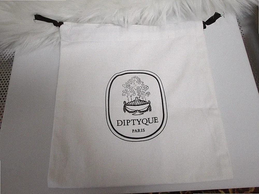 Diptyque Paris White Drawstring Protective bag Collectors For cologne/perfume